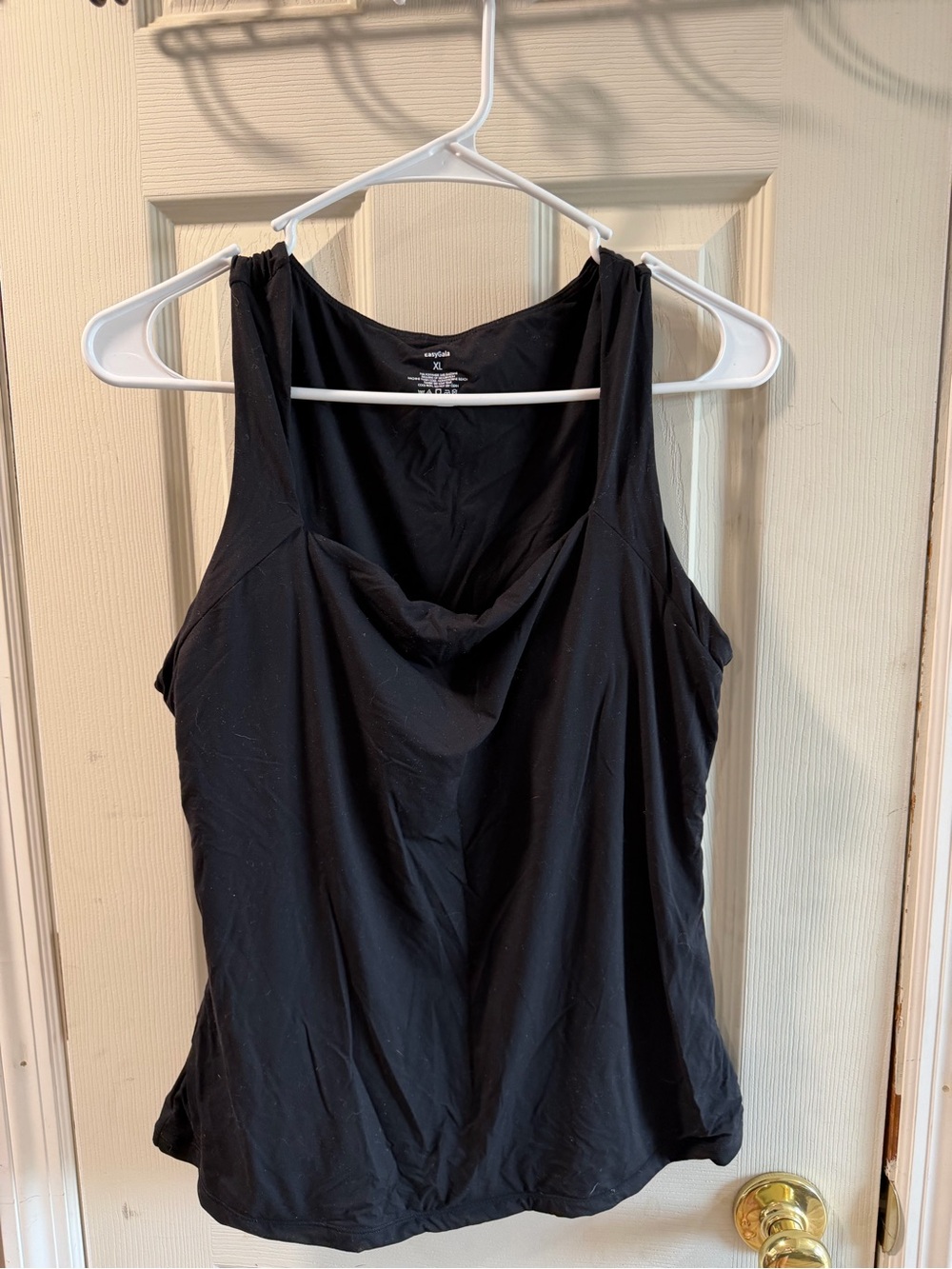 Black Women's Draped Tank Top With Built in Pads